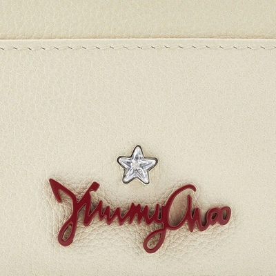 Shop Jimmy Choo Aries Linen Grainy Calf Leather Card Holder