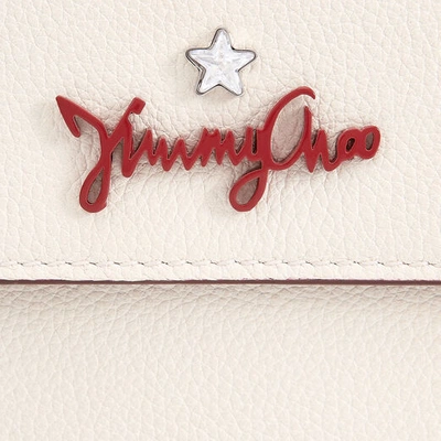 Shop Jimmy Choo Albin Linen Grainy Calf Leather Coin Pouch