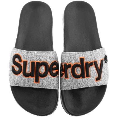 Shop Superdry Classic Logo Sliders Grey
