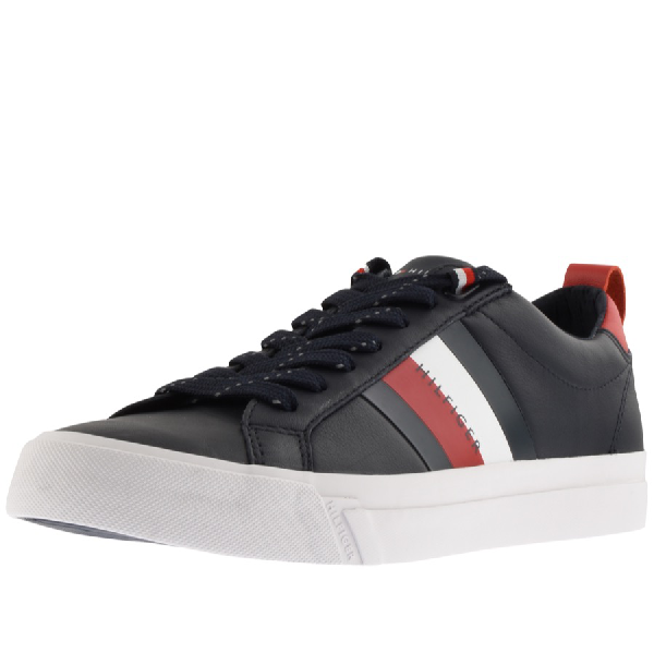 tommy hilfiger flag detail leather trainers