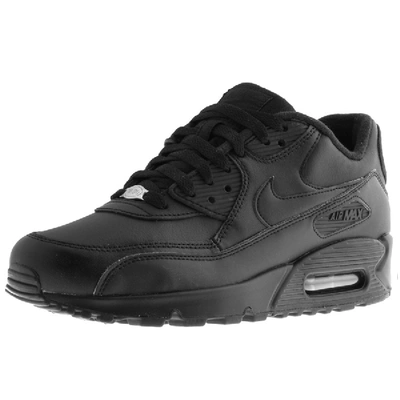 Shop Nike Air Max 90 Leather Trainers Black