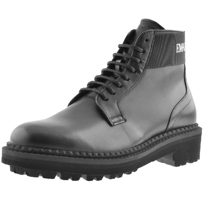 Shop Armani Collezioni Emporio Armani Leather Boots Black