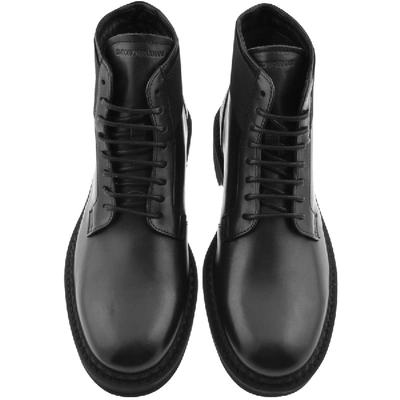 Shop Armani Collezioni Emporio Armani Leather Boots Black