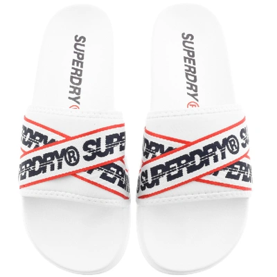 Shop Superdry City Beach Logo Sliders White