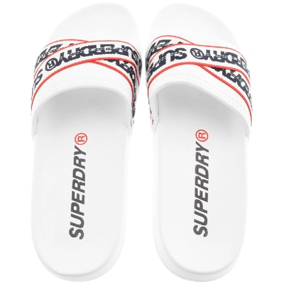 Shop Superdry City Beach Logo Sliders White