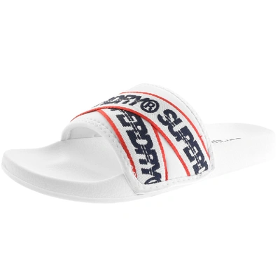 Shop Superdry City Beach Logo Sliders White