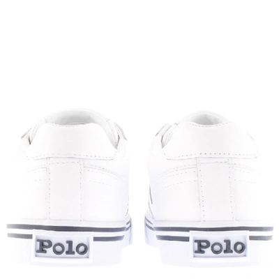 Shop Ralph Lauren Hanford Leather Trainers White