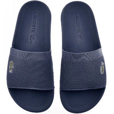 Shop Lacoste Croco Sliders Navy