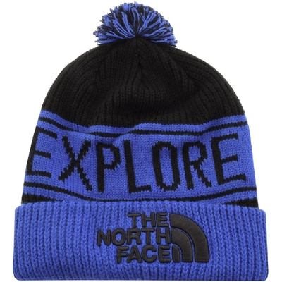 Shop The North Face Retro Pom Beanie Hat Blue