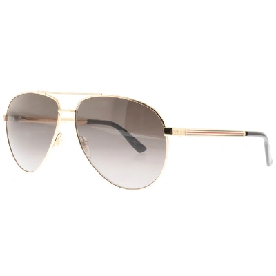 Shop Gucci Gg0137s Aviator Sunglasses Gold