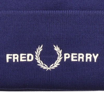 Shop Fred Perry Logo Ribbed Beanie Hat Purple