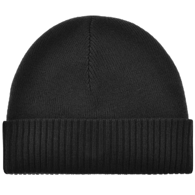 Shop Fred Perry Roll Up Ribbed Beanie Hat Black