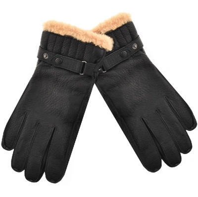 Shop Barbour Leather Utility Gloves Black