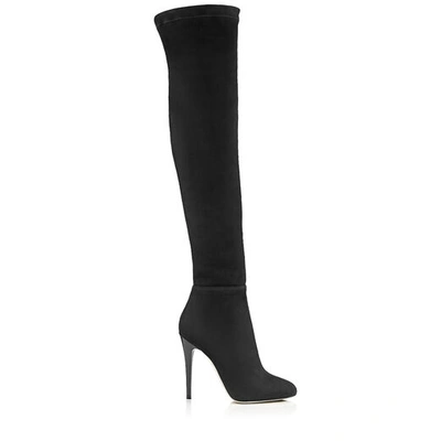 Shop Jimmy Choo Turner Black Suede And Stretch Suede Over The Knee Boots In Black/black