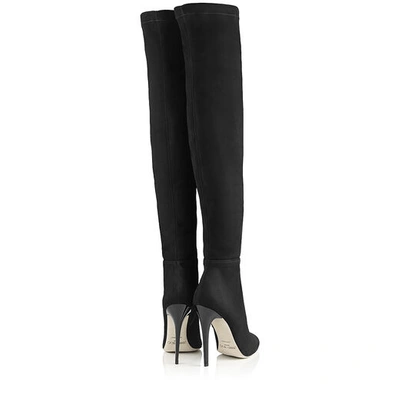 Shop Jimmy Choo Turner Black Suede And Stretch Suede Over The Knee Boots In Black/black