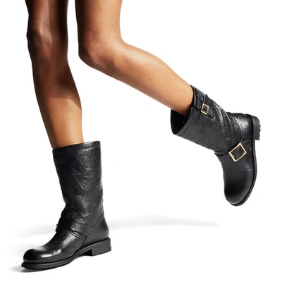 Shop Jimmy Choo Biker - Lined Black Leather Biker Boots With Shearling Lining