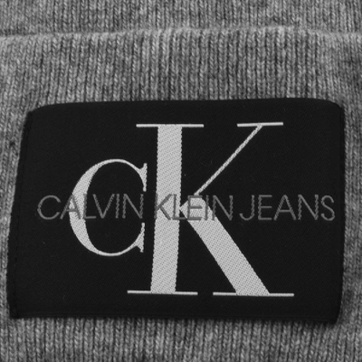 Shop Calvin Klein Jeans Knit Logo Beanie Hat Grey