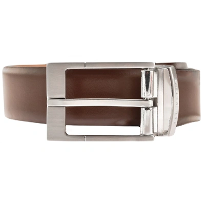 Shop Ted Baker Connary Reversible Leather Belt Brown In Brown / Black / Silver