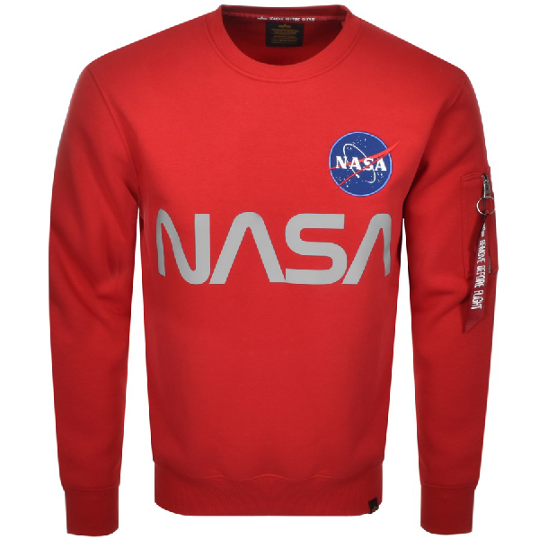 alpha industries nasa hoodie red