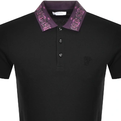 Shop Versace Short Sleeved Polo Tshirt Black