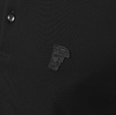 Shop Versace Short Sleeved Polo Tshirt Black
