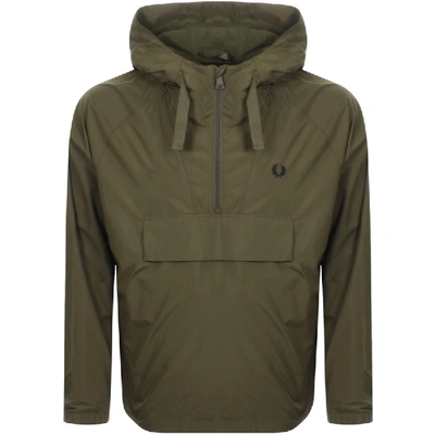 Fred Perry Ripstop Half Zip Hooded Jacket Green | ModeSens