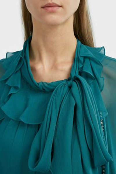Shop Jenny Packham Lisa Cape-back Chiffon Gown In Green