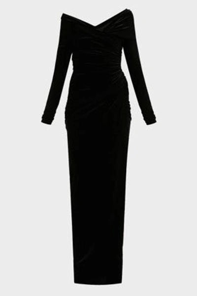 Shop Alexandre Vauthier V-neck Velvet Gown In Black