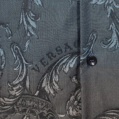 Shop Versace Long Sleeved Baroque Shirt Blue