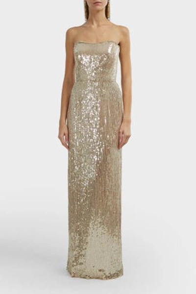 Shop Jenny Packham Mirabelle Strapless Sequinned Gown, Uk10 In Pink