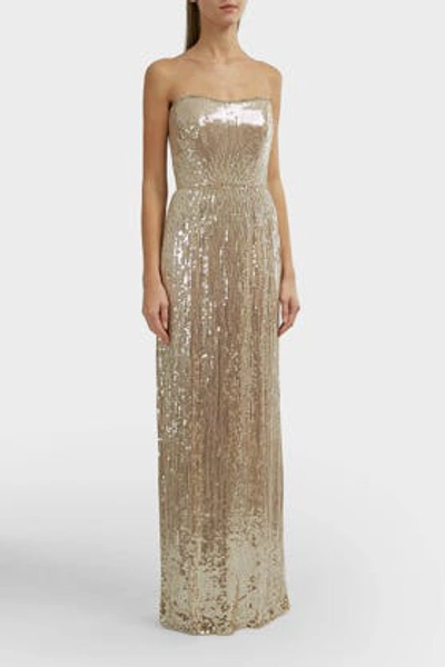 Shop Jenny Packham Mirabelle Strapless Sequinned Gown, Uk10 In Pink