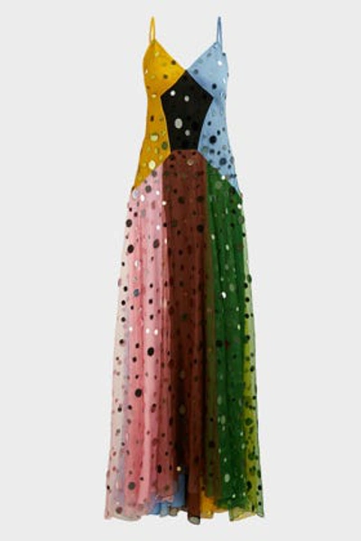 Shop Rosie Assoulin Colour-blocked Sequinned Silk Dress