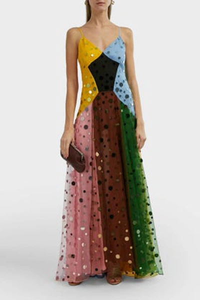 Shop Rosie Assoulin Colour-blocked Sequinned Silk Dress