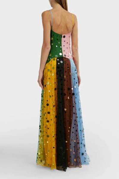 Shop Rosie Assoulin Colour-blocked Sequinned Silk Dress