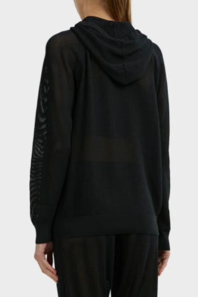 Shop Adam Selman Knit Mesh Hoodie In Black