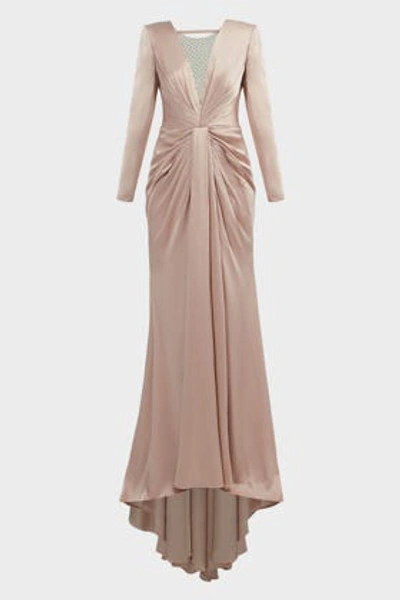 Shop Jenny Packham Crystal-embellished Satin Gown In Pink
