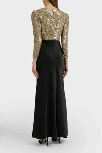Shop Sachin & Babi Sequinned V-neck Gown In Black And Gold