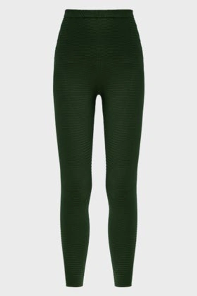 Shop Adam Selman Rib-knit Leggings In Green