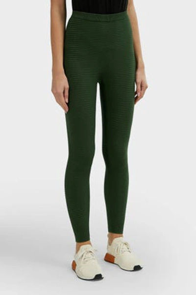 Shop Adam Selman Rib-knit Leggings In Green