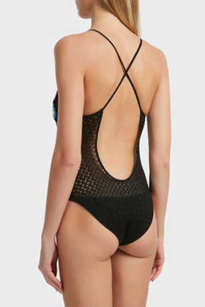 Shop Missoni Chrochet One-piece Swimsuit In Black