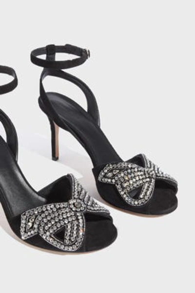 Shop Isabel Marant Abelly Crystal-embellished Suede Sandals In Black