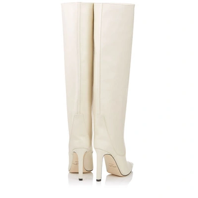 Shop Jimmy Choo Mavis 100 Linen Smooth Leather Knee High Boots