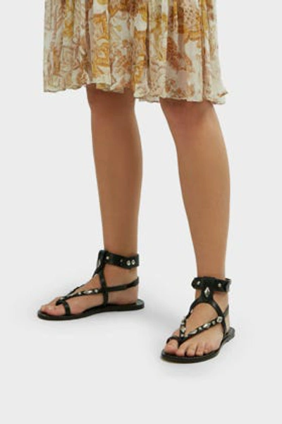 Shop Isabel Marant Enga Studded Leather Sandals In Black
