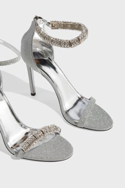 Shop Calvin Klein 205w39nyc Glittered Leather Sandals In Silver