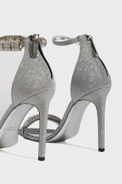 Shop Calvin Klein 205w39nyc Glittered Leather Sandals In Silver