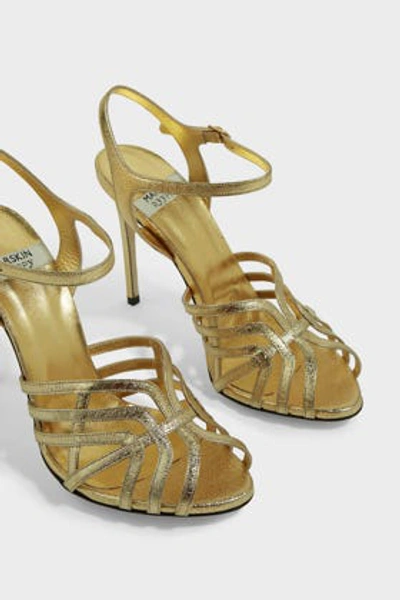 Shop Marskinryyppy Jo 100 Metallic Leather Sandals In Y Gold