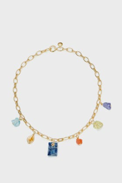 Shop Monica Vinader Caroline Issa Aquamarine, Kyanite, Citrine And 18k Gold Necklace In Multicoloured