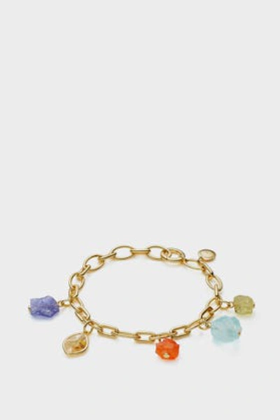 Shop Monica Vinader Caroline Issa Aquamarine, Kyanite, Citrine And 18k Gold Bracelet In Multicoloured
