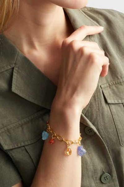 Shop Monica Vinader Caroline Issa Aquamarine, Kyanite, Citrine And 18k Gold Bracelet In Multicoloured