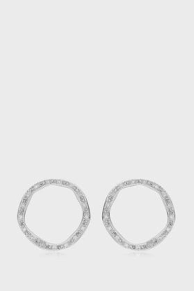Shop Monica Vinader Diamond And Sterling Silver Riva Large Circle Stud Earrings